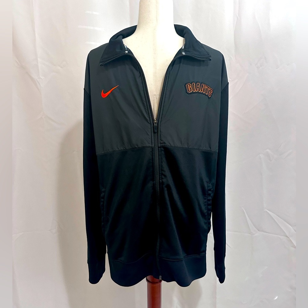 Men’s Nike Official SF Giants Black Color Block Full Zip Windbreaker Jacket